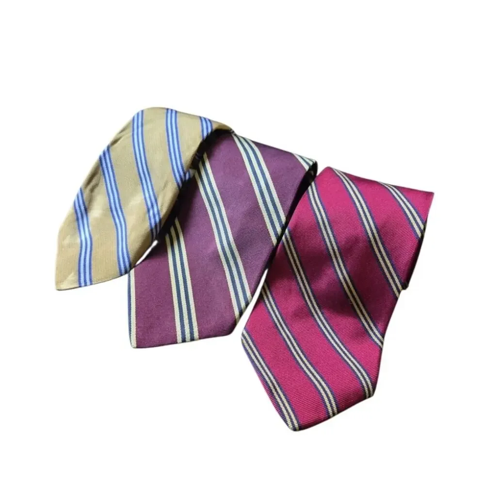 Lot 3 Brooks Brothers Makers 100% Silk Regimental Stripe Repp Neckties Preppy